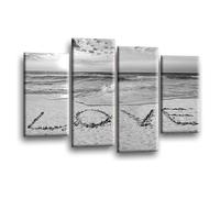 LR Sunset Love Quote Wall Art Picture - Grey & White Framed 4 Panel Split Canvas Print | Ready to Hang | Modern Wall Art for Living Room, Bedroom & Office
