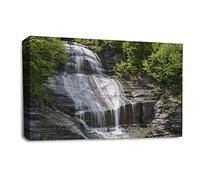 LR Waterfall Forest Wall Art Picture Landscape Trees Framed Canvas Panel Print Ready to Hang