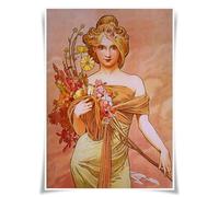 Lrajan&Daucus Alphonse Mucha Art Nouveau Poster - A3 Fabric Wall Art Print, Floral Vintage Home Decor for Art Lovers & Gallery Displays (#05)