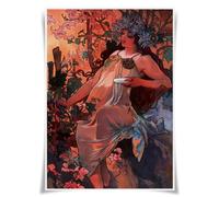 Lrajan&Daucus Alphonse Mucha Art Nouveau Poster - A3 Fabric Wall Art Print, Floral Vintage Home Decor for Art Lovers & Gallery Displays (#03)