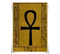 Lrajan&Daucus Ancient Egyptian Gods & Symbols Poster Collection - A3 Retro Fabric Wall Art Prints, Pharaoh-Inspired Mythology Decor for Home (#15 Ankh)