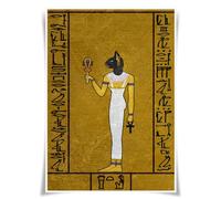 Lrajan&Daucus Ancient Egyptian Gods & Symbols Poster Collection - A3 Retro Fabric Wall Art Prints, Pharaoh-Inspired Mythology Decor for Home (#3 Bastet)