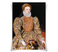 Lrajan&Daucus British Monarchs Portrait Collection - King and Queen of Great Britain Fabric Poster, A3 Premium Wall Art for Royal History & Home Decor (#24 Elizabeth I)