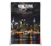 Lrajan&Daucus Global City Nightscapes Poster Collection - Metropolis Skyline A3 Wall Art, Vintage Travel-Inspired Home Decor for Urban Explorers (America - New York)