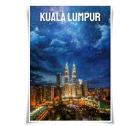 Lrajan&Daucus Global City Nightscapes Poster Collection - Metropolis Skyline A3 Wall Art, Vintage Travel-Inspired Home Decor for Urban Explorers (Malaysia - Kuala Lumpur)