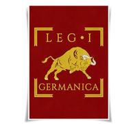 Lrajan&Daucus Imperial Roman Army Vexillum Poster - Roman Empire Legion Standard Flag A3 Fabric Print, Historical Wall Art (LEGIO I GERMANICA)