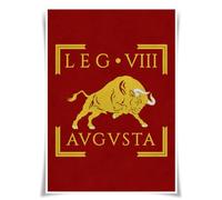 Lrajan&Daucus Imperial Roman Army Vexillum Poster - Roman Empire Legion Standard Flag A3 Fabric Print, Historical Wall Art (LEGIO VIII AUGUSTA)