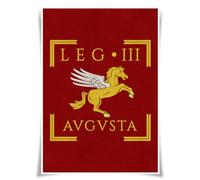 Lrajan&Daucus Imperial Roman Army Vexillum Poster - Roman Empire Legion Standard Flag A3 Fabric Print, Historical Wall Art (LEGIO III AUGUSTA)