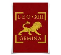 Lrajan&Daucus Imperial Roman Army Vexillum Poster - Roman Empire Legion Standard Flag A3 Fabric Print, Historical Wall Art (LEGIO XIII GEMINA)