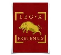 Lrajan&Daucus Imperial Roman Army Vexillum Poster - Roman Empire Legion Standard Flag A3 Fabric Print, Historical Wall Art (LEGIO X FRETENSIS)