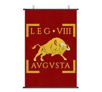 Lrajan&Daucus Imperial Roman Army Vexillum Scroll Poster - 75x50cm Roman Empire Legion Banner with Free Hooks, Digital Printing Cloth Home Decor (LEGIO VIII AUGUSTA)