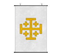 Lrajan&Daucus Medieval Coat of Arms Scroll Wall Art Poster - Middle Ages Flag 75x50cm Premium Cloth Banner with Free Hooks (Kingdom of Jerusalem)