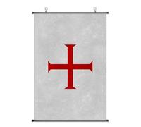 Lrajan&Daucus Medieval Coat of Arms Scroll Wall Art Poster - Middle Ages Flag 75x50cm Premium Cloth Banner with Free Hooks (Knights Templar)