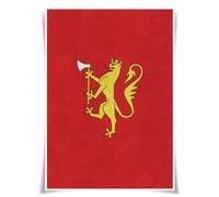 Lrajan&Daucus Medieval Heraldry Collection - Coat of Arms Banner Posters A3 Fabric Prints, Vintage Kingdom & Knightly Wall Art for History Enthusiasts (Kingdom of Norway)