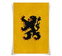 Lrajan&Daucus Medieval Heraldry Collection - Coat of Arms Banner Posters A3 Fabric Prints, Vintage Kingdom & Knightly Wall Art for History Enthusiasts (County of Flanders)