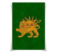 Lrajan&Daucus Medieval Heraldry Collection - Coat of Arms Banner Posters A3 Fabric Prints, Vintage Kingdom & Knightly Wall Art for History Enthusiasts (Safavid Empire)