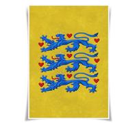 Lrajan&Daucus Medieval Heraldry Collection - Coat of Arms Banner Posters A3 Fabric Prints, Vintage Kingdom & Knightly Wall Art for History Enthusiasts (Kingdom of Denmark)