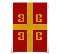 Lrajan&Daucus Medieval Heraldry Collection - Coat of Arms Banner Posters A3 Fabric Prints, Vintage Kingdom & Knightly Wall Art for History Enthusiasts (Byzantine Empire)