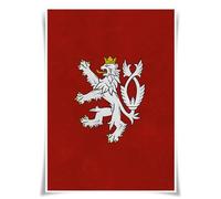 Lrajan&Daucus Medieval Heraldry Collection - Coat of Arms Banner Posters A3 Fabric Prints, Vintage Kingdom & Knightly Wall Art for History Enthusiasts (Kingdom of Bohemia)