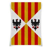 Lrajan&Daucus Medieval Heraldry Collection - Coat of Arms Banner Posters A3 Fabric Prints, Vintage Kingdom & Knightly Wall Art for History Enthusiasts (Kingdom of Sicily)