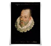 Lrajan&Daucus Top 100 Literary Figures Portrait Poster - Globally Famous Writer A3 Fabric Prints Wall Art Decor (#11 Miguel de Cervantes Saavedra)