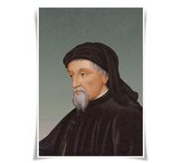 Lrajan&Daucus Top 100 Literary Figures Portrait Poster - Globally Famous Writer A3 Fabric Prints Wall Art Decor (#05 Geoffrey Chaucer)