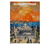 Lrajan&Daucus Top 20 Worlds Largest Mosques Poster 70cm x50cm Fabric Print Wall Art Travel Poster (Sultan-Ahmed Mosque - Istanbul)