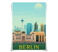 Lrajan&Daucus World Travel Posters Collection - 120 Famous Cities A3 Minimalist Wall Art Prints, Global Landmarks Home Decor (Germany Berlin)