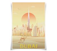 Lrajan&Daucus World Travel Posters Collection - 120 Famous Cities A3 Minimalist Wall Art Prints, Global Landmarks Home Decor (United Arab Emirates Dubai)