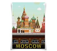 Lrajan&Daucus World Travel Posters Collection - 120 Famous Cities A3 Minimalist Wall Art Prints, Global Landmarks Home Decor (Russia Moscow)