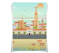 Lrajan&Daucus World Travel Posters Collection - 120 Famous Cities A3 Minimalist Wall Art Prints, Global Landmarks Home Decor (Portugal Lisbon)