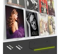 LRANFOW 10 Pack Glow in the Dark Floating Shelves Vinyl Record Shelf Vinyl Holder Wall Mount for Records CDs Albums Invisible Display Storage for Home Office Studio