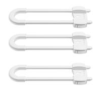 LRANFOW U-Shaped Baby Proof Cabinet Locks No Drilling Required, Adjustable Child Safety Latches for Cabinets Drawers Kitchen Doors, 3 Pack White