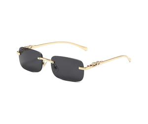 LRANOLWXV Rimless Square Sunglasses Mens Women UV400 Protection Silver Gold Metal Cheetah Temples Sun Glasses Outdoor Travel