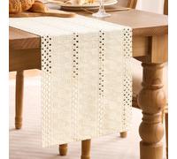 LRartdeco Beige Table Runner Cream Decorations Modern Macrame Small Boho Spring Table Runner Decor Rustic Farmhouse Decoration 30 x 100 cm for Dining Kitchen Holiday Party Wedding Birthday