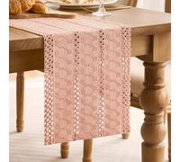 LRartdeco Boho Table Runner Pink Table Decorations Modern Macrame Woven Bohemian Runner Rustic Farmhouse Decoration for Dining Kitchen Holiday Party Wedding Birthday 30 x 180 cm