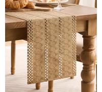 LRartdeco Brown Table Runner Modern Boho SpringTable Runner Rustic Farmhouse Decoration 30 x 140 cm Birthday Runner For Dining Kitchen Holiday Party Wedding Decorations