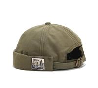 Lrastok Green Mens Docker Cap Brimless Skullcap Sailor Cap Rolled Cuff Retro Beanie Hat