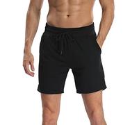 LRD Sweat Shorts for Men 7 inch Inseam Casual Athletic Pocket Jogger Shorts, Black, Large