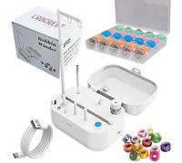 LRDCREEE Automatic Bobbin Winder Bobbin Winding Machine with Auto Stop Sensor, Large Spool Thread Holder and Extra 25 Pcs Class 15 Bobbins for Sewing Machine Thread Winding Use