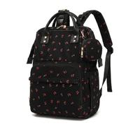 Lrenagao Baby Diaper Bag Backpacks for Mom Dad, Corduroy Large Capacity Multifunction Nappy Bag with Pacifier Case, Baby Travel Essentials Diaper Backpack for Boys Girls - Cherry Black