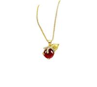 LRESJJIUJ Good Luck Necklace Luxury Gourd Shaped Natural Hetian Red Jade Pendant with 18K Gold Plated Chain Dainty Amulet Pendant Necklace Jewelry Gift