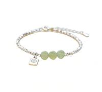 LRESJJIUJ Hotan Jade Beads Bracelet Pure Silver Hetian Jade Fu Pendant Beaded Bracelet - Stylish and Elegant Lucky Jewelry Green Jade Good Fortune Fu Symbol Dainty