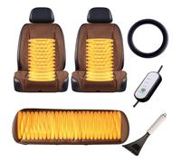 LRF-yxkj Super warm and comfortable professional, , Non-Slip Easy Install Winter Driving Kit, heated car seat cover,Brown-mainseat+auxiliaryseat+backseat+