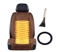 LRF-yxkj Warm Adult Car Booster Seat for Driver Comes with snow shovel and steering wheel cover It Is the Warmest Gift for Drivers in Winter,Brown-singleseat+steeringwheelcover