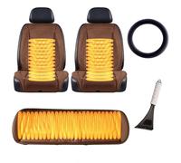 LRF-yxkj Warm Driver Seat Cushion Comes with snow shovel and steering wheel cover It Is the Warmest Gift for Drivers in Winter,Brown-mainseat+auxiliaryseat+backseat+