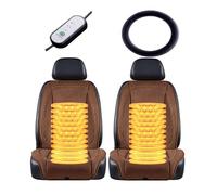 LRF-yxkj Warm Driver Seat Cushion Comes with snow shovel and steering wheel cover It Is the Warmest Gift for Drivers in Winter,Brown-twoseats+steeringwheelcover