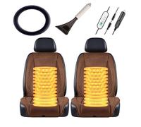 LRF-yxkj Warm Driver Seat Cushion Comes with snow shovel and steering wheel cover It Is the Warmest Gift for Drivers in Winter,Brown-twoseats+steeringwheelcover