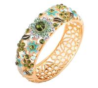 LRFNKCT Bracelet, Enamel Bangle, Fine Cloisonne Rhinestone Wide Bracelets Handcrafted Half Design Flower High End Jewelry Enamel Gilding
