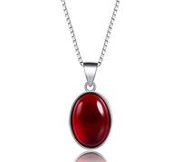 LRFNKCT Choker Necklace ，Pendant Chain ，Silver necklace S925 Necklace Jewelry for Women Oval Red Crystal Pendant for Wedding Anniversary Party Promise Jewelry Gift